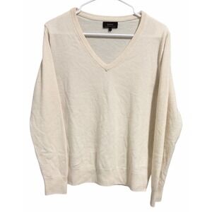 Quince Mongolian Cashmere V-Neck Sweater Ivory Women's Size Large